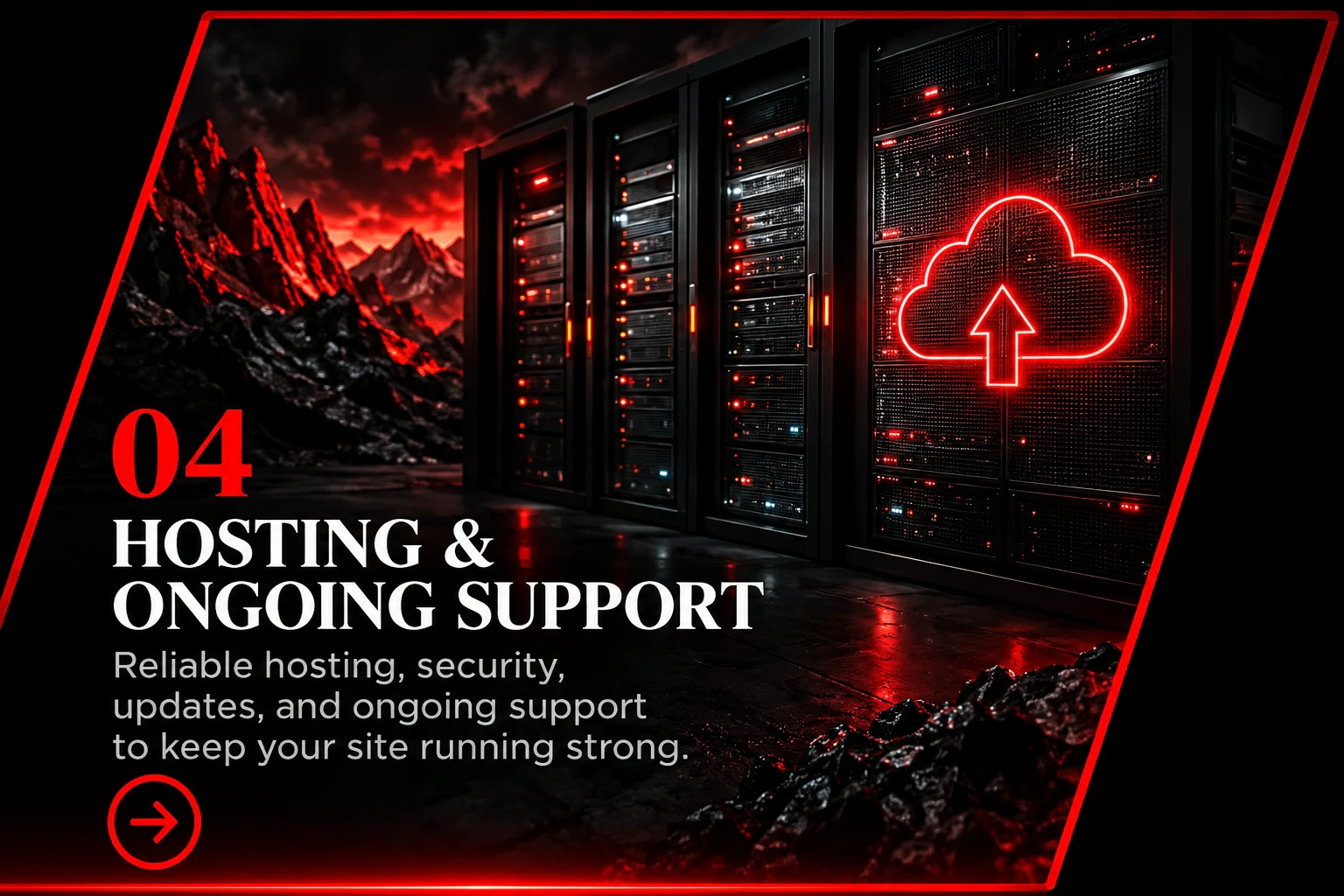 04 Hosting & Ongoing Support — Reliable hosting, security, updates, and ongoing support to keep your site running strong.